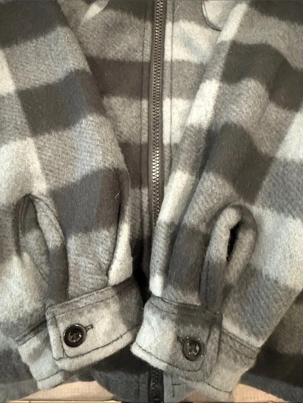 Kids Hooded Plaid Fleece Jacket - Gray
